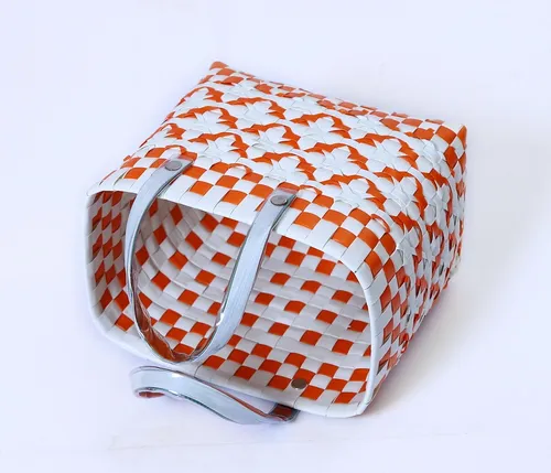 Standard Chettinad Lunch Bag-White and Orange